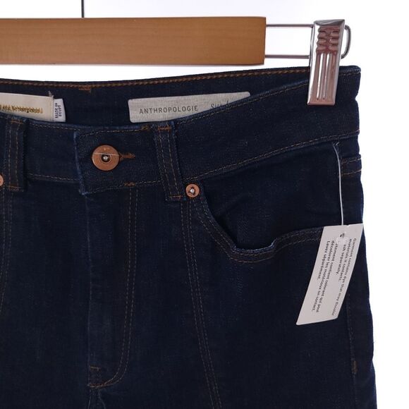 Pilcro and The Letterpress Athropologie Solid Blue Denim Cropped Jeans Womens 25 - Picture 7 of 12